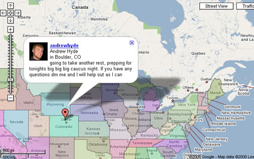 Super Tuesday: Twitter + Google Maps
