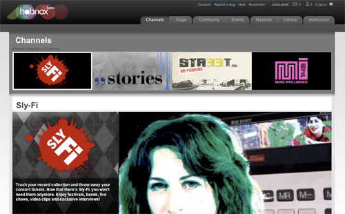 Screenshot eines hobnox-Kanals