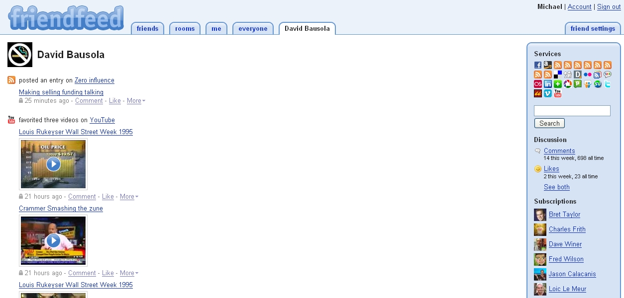 Friendfeed Lifestream Ansicht