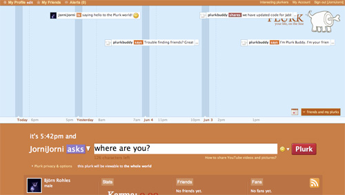 Screenshot der Plurk-Interfaces