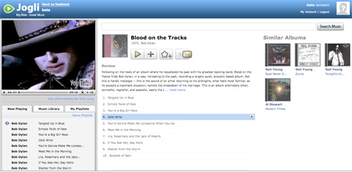 Screenshot beim Hören eines Albums in Jogli