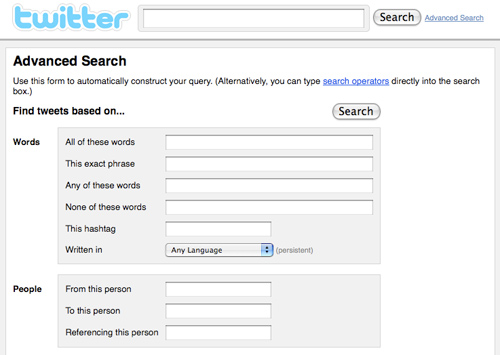 Screenshot von Twitter Search