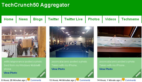 TechCrunch50 Aggregator Screenshot