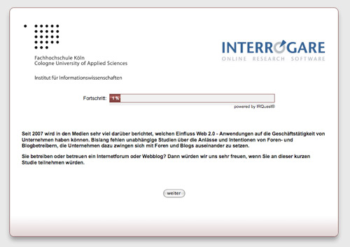 Screenshot der Befragung