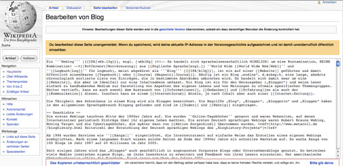 Bearbeiten-Ansicht in Wikipedia