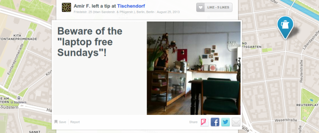Amirs Tipp beim Café Tischendorf: "Be aware of the laptop free sundays"