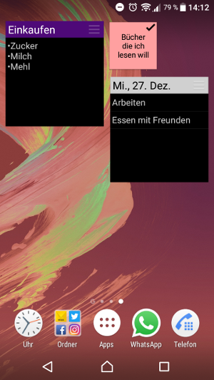 ColorNote Smartphone Bildschirm (Screenshot by Jennifer Eilitz)