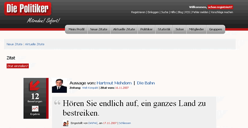 DiePolitiker.de (Screenshot)