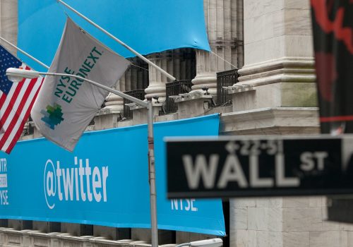 A Twitter Banner Draped Over The New York Stock Exchange For Twitter's IPO (adapted) (Image by Anthony Quintano [CC BY 2.0] via flickr)