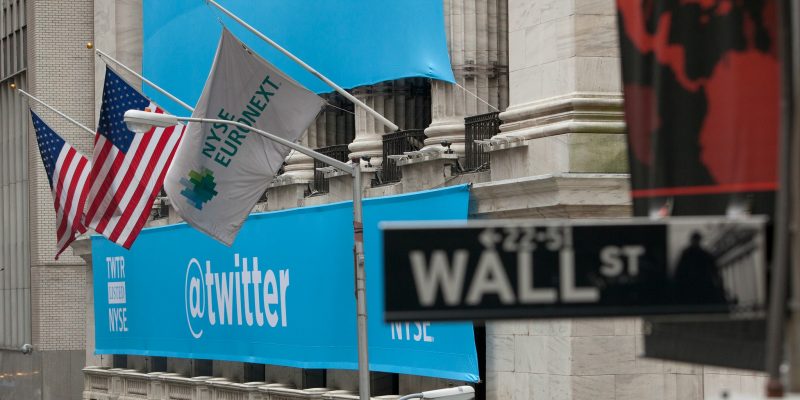 A Twitter Banner Draped Over The New York Stock Exchange For Twitter's IPO (adapted) (Image by Anthony Quintano [CC BY 2.0] via flickr)
