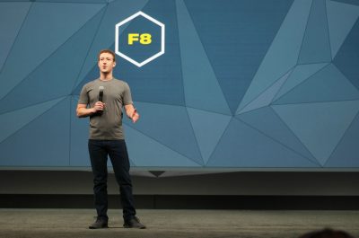 Mark Zuckerberg on stage at Facebook's F8 Conference (adapted) (Image by Maurizio Pesce [CC BY 2.0] via flickr)