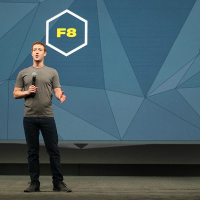 Mark Zuckerberg on stage at Facebook's F8 Conference (adapted) (Image by Maurizio Pesce [CC BY 2.0] via flickr)