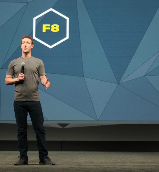 Mark Zuckerberg on stage at Facebook's F8 Conference (adapted) (Image by Maurizio Pesce [CC BY 2.0] via flickr)