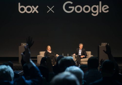 Diane Greene von Google und Aaron Levie von Box