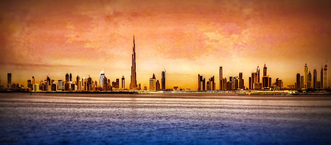 Dubai Skyline (adapted) (Image by Fariz Safarulla [CC BY-SA 20] via flickr)