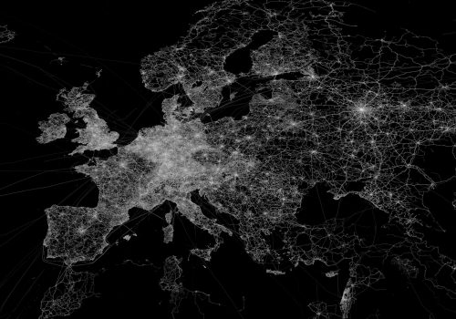 OpenStreetMap GPS trace density in and near Europe (adapted) (Image by Eric Fischer [CC BY 2.0] via Flickr