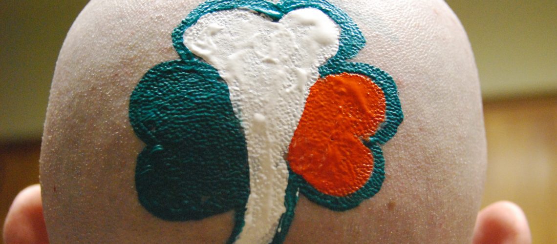 St Patrick's Day Shamrock on bald head (adapted) (Image by k4dordy [CC BY 2.0] via flickr)