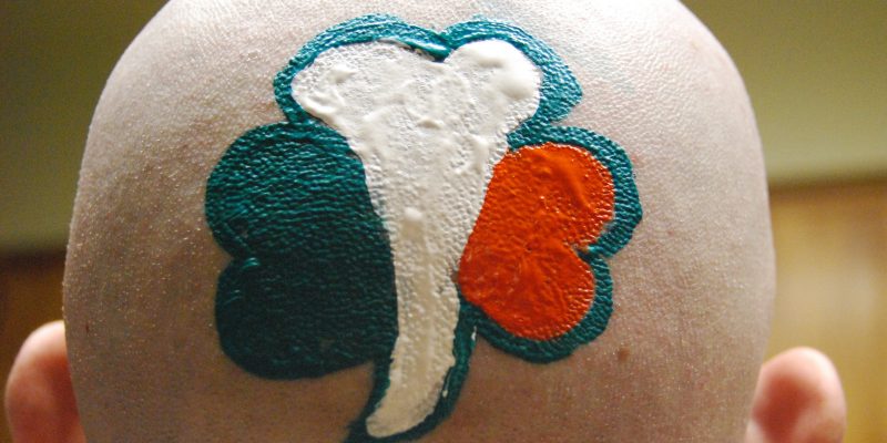 St Patrick's Day Shamrock on bald head (adapted) (Image by k4dordy [CC BY 2.0] via flickr)