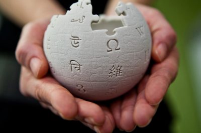 Mini Wikipedia globe at the Wikimedia Foundation offices (adapted) Image by Lane Hartwell CC3.0 Share Alike via Wikipedia