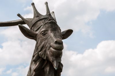 King Puck bronze statue near Laune River in Killorglin,Kerry,Ireland