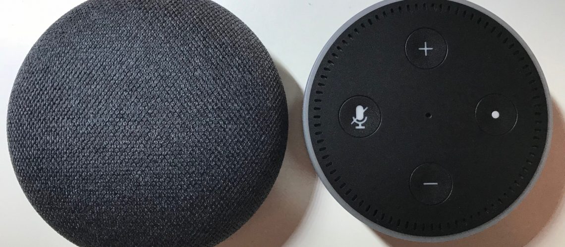 Google Home Mini vs. Echo Dot (Image by Timo Brauer)