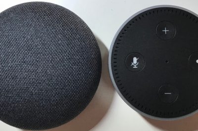 Google Home Mini vs. Echo Dot (Image by Timo Brauer)