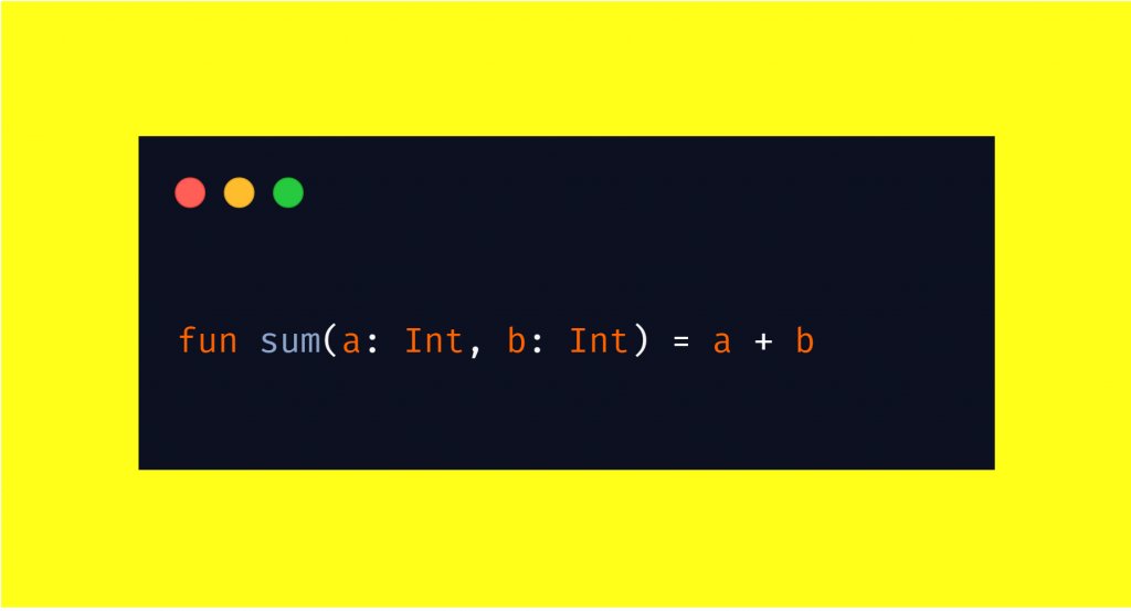 Um eine einfache Addition in einer Funktion zu schreiben, benötigt ihr in Kotlin gerade mal eine Zeile.