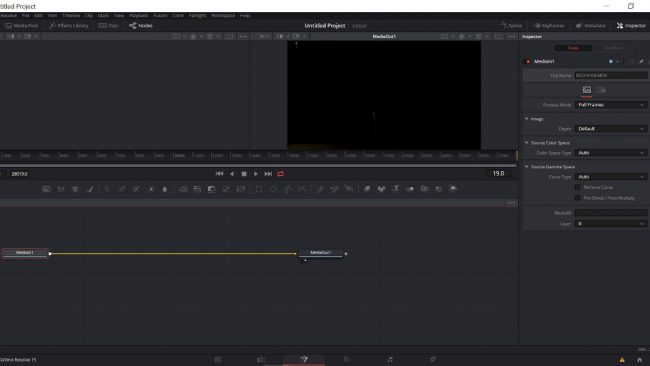 Davinci Resolve Fusion-Page / Screenshot of Davinci Resolve 15