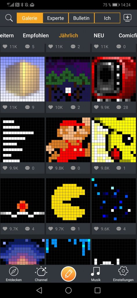 Pixel-Art Gallerie in der App