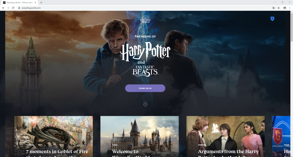 Die Website Pottermore