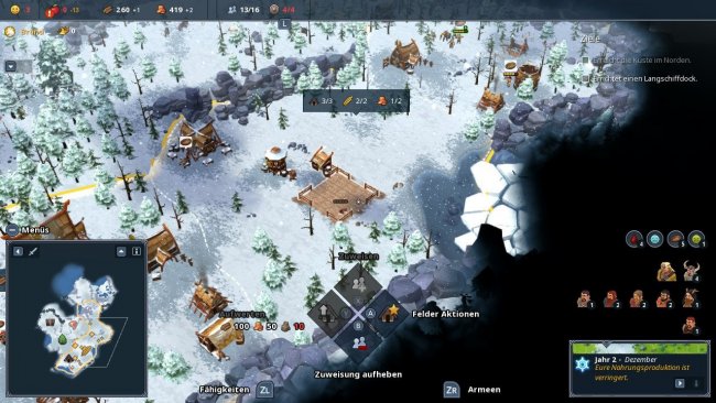 Zuweisen von Arbeitern in Northgard / Screenshot-Image by Shiro Games