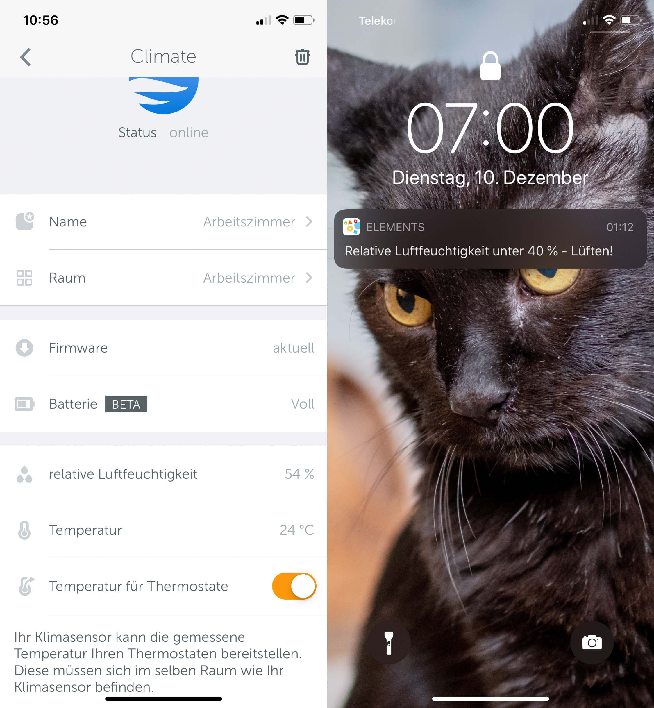Gigaset Climate App-Funktionen