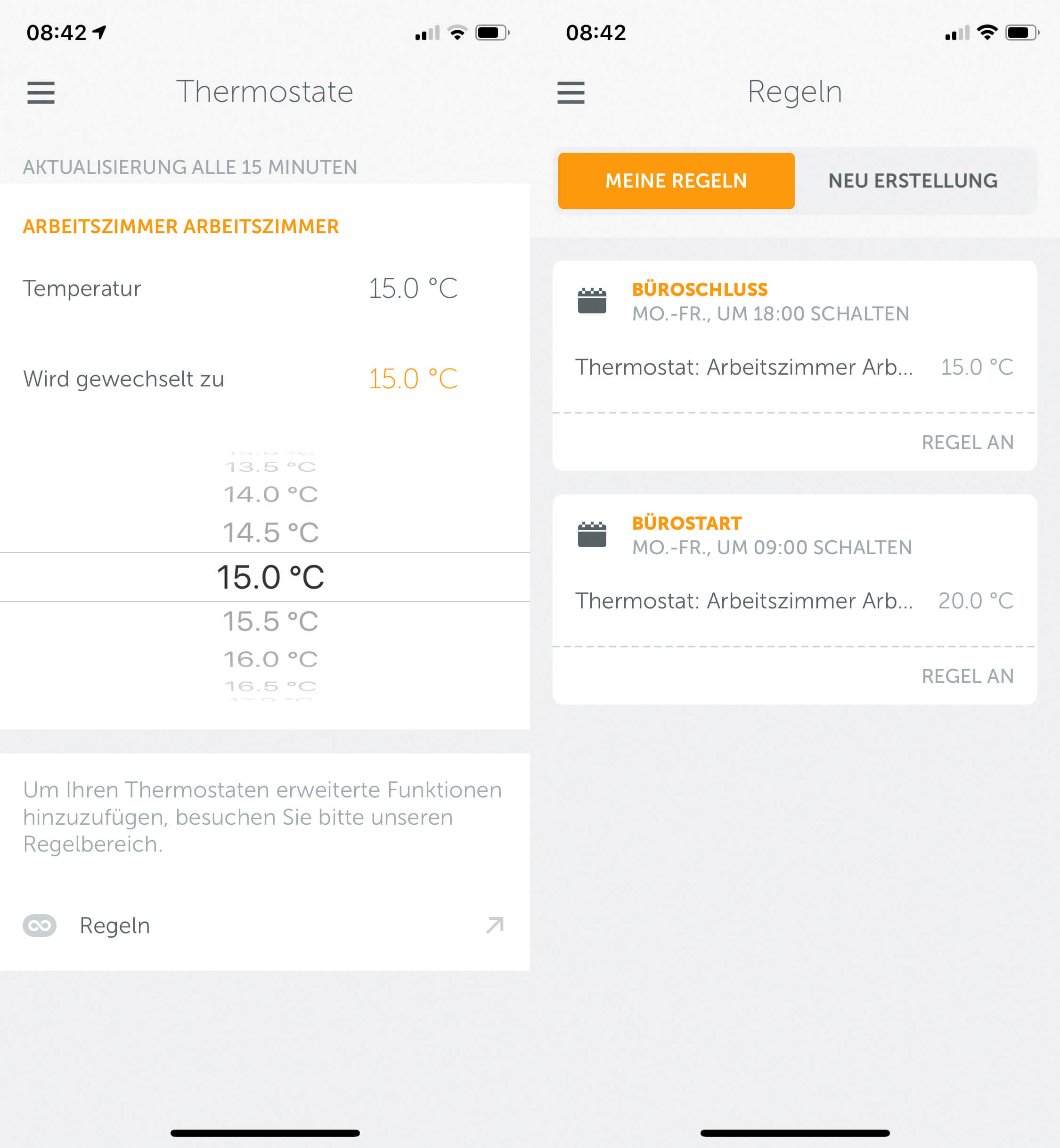 Gigaset Smart Thermostat App-Funktionen