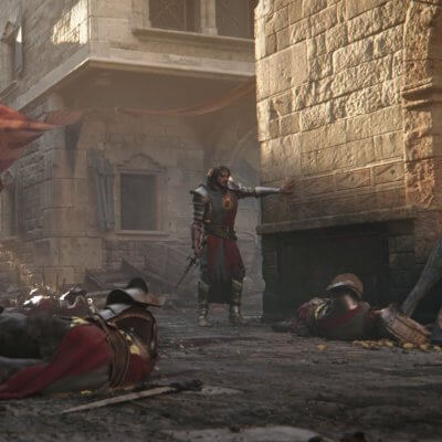 Ein einzelner verbliebener Verteidiger in einer Gasse