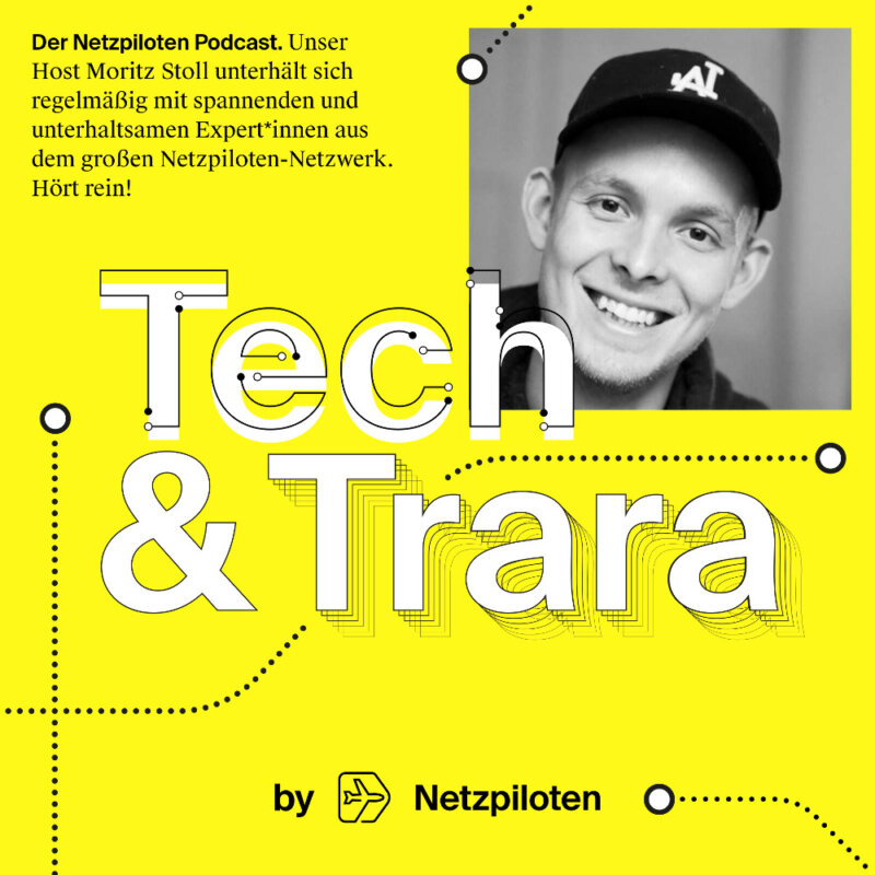 Banner des Podcasts Tech & Trara mit einem Foto des Hosts Moritz.