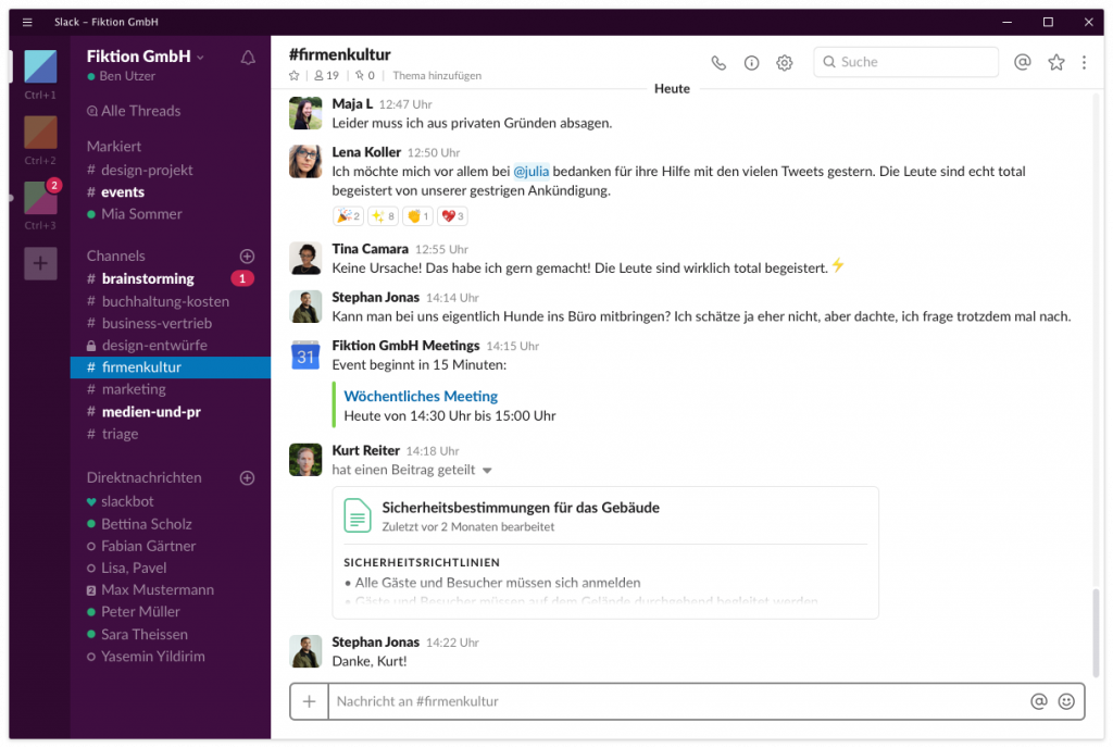 Screenshot aus Slack / Image by Slack