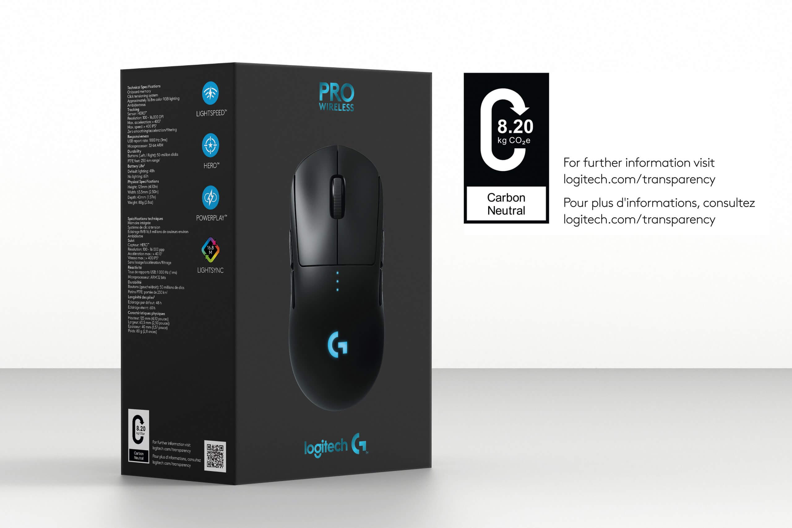 Logitech Maus-Verpackung mit CO2-Fußabdruck-Label