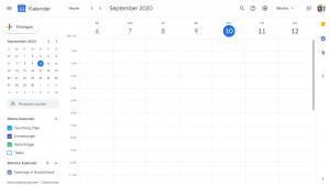 Screenshot aus dem Google Calender im Browser