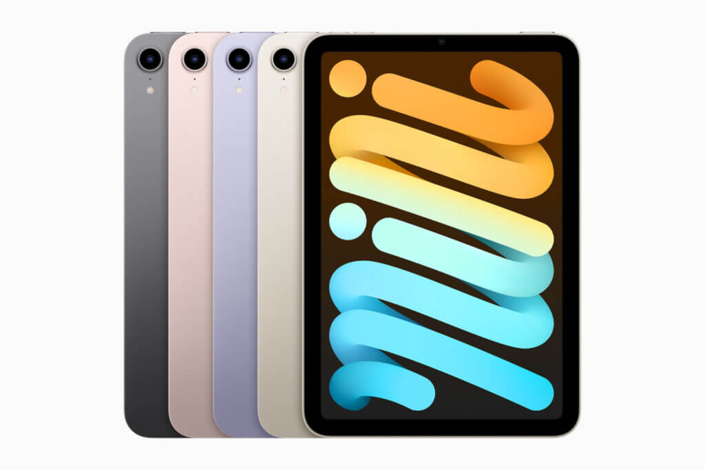 Das iPad-mini in fünf verfügbaren Farben