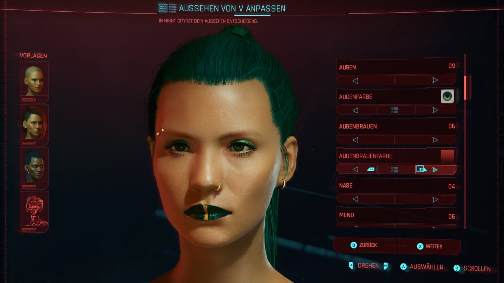 Charaktererstellung im Cyberpunk 2077 Test