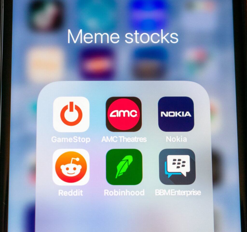 wallstreetbets, Meme-Stocks with App-symbols