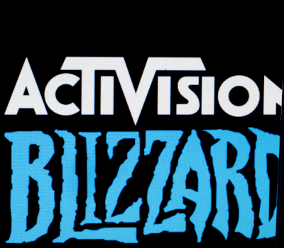 Activision Blizzard Firmenlogo in schwarz weiß
