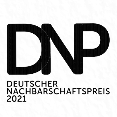 Deutscher Nachbarschaftspreis 2021 Logo Schwarz auf weißem Hintergrund