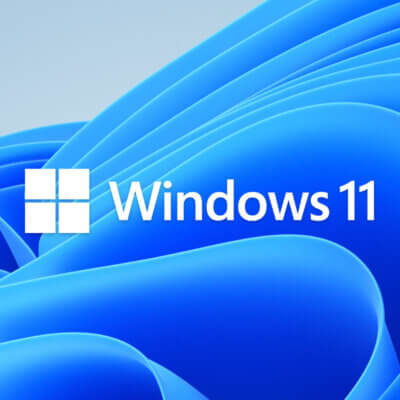 Windows 11 Key Art. Logo mit blauem Hintergrund.