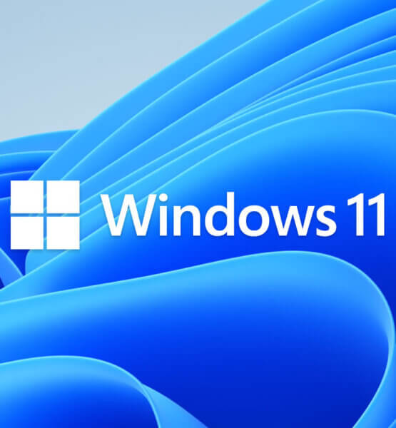 Windows 11 Key Art. Logo mit blauem Hintergrund.