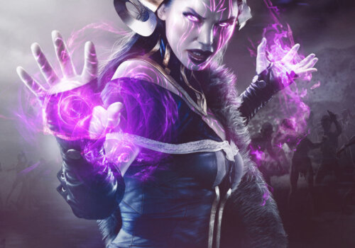 Beitragsbild Online-Sammelkartenspiele.Magic: The Gathering Cover Art auf dem Frau Magie legt