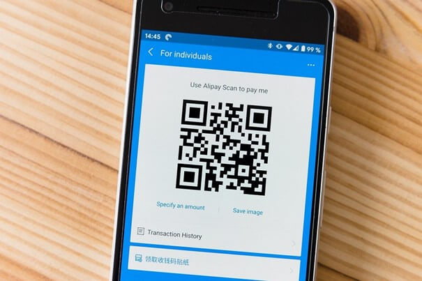 Mobile Zahlung mittels Handy-App mit QR-Code.