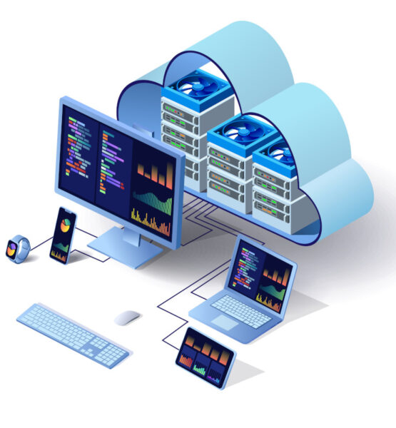Darstellung von Cloud Computing, bei der mehrere Geräte mit der Cloud verbunden sind.