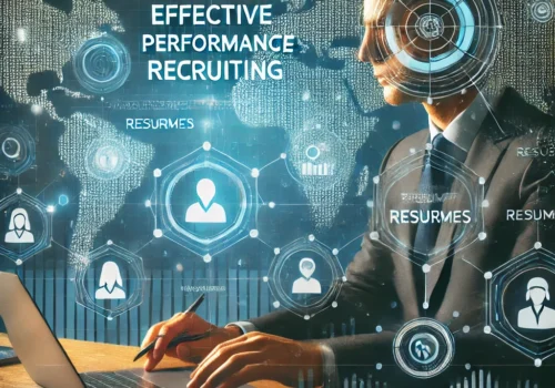 A-modern-professional-scene-representing-Effective-Performance-Recruiting-for-digital-talent-acquisition.-The-image-features-a-recruiter-at-a-desk