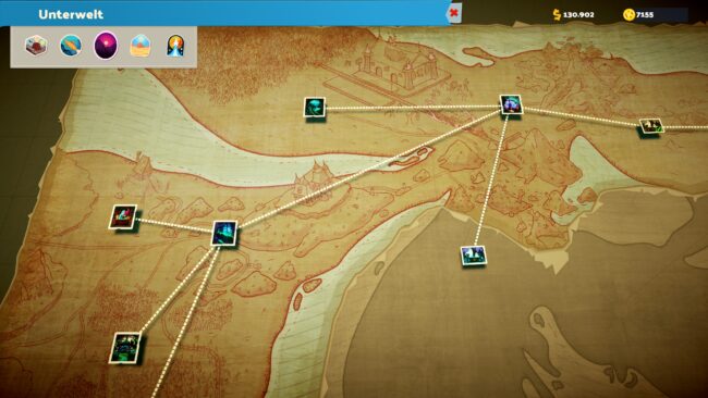 Erkundungkarte mit möglichen Expeditionszielen.